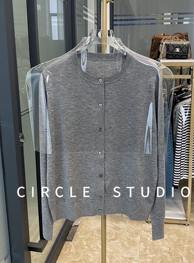 高阶时髦！JI简风格岛精16针细支羊毛单排扣针织开衫女简约小外套