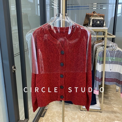 剪刀领时髦感复古百搭针织开衫