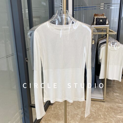 设计感背骨线长袖薄款简约女T恤