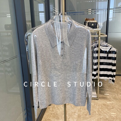 简单百搭polo领套头显瘦针织衫女