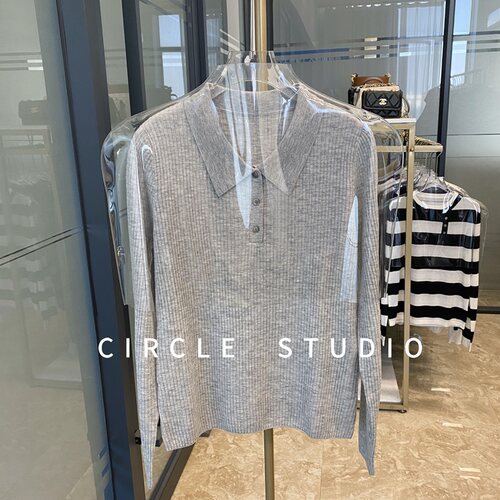 简单百搭polo领套头显瘦针织衫女