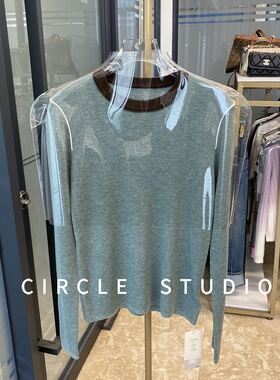 2025秋冬款丝光羊毛软糯显瘦百搭基础T女撞色圆领长袖针织打底衫