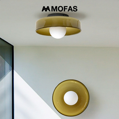 MOFAS北欧现代卧室创意丹麦设计师彩色玻璃背景床头阳台过道壁灯