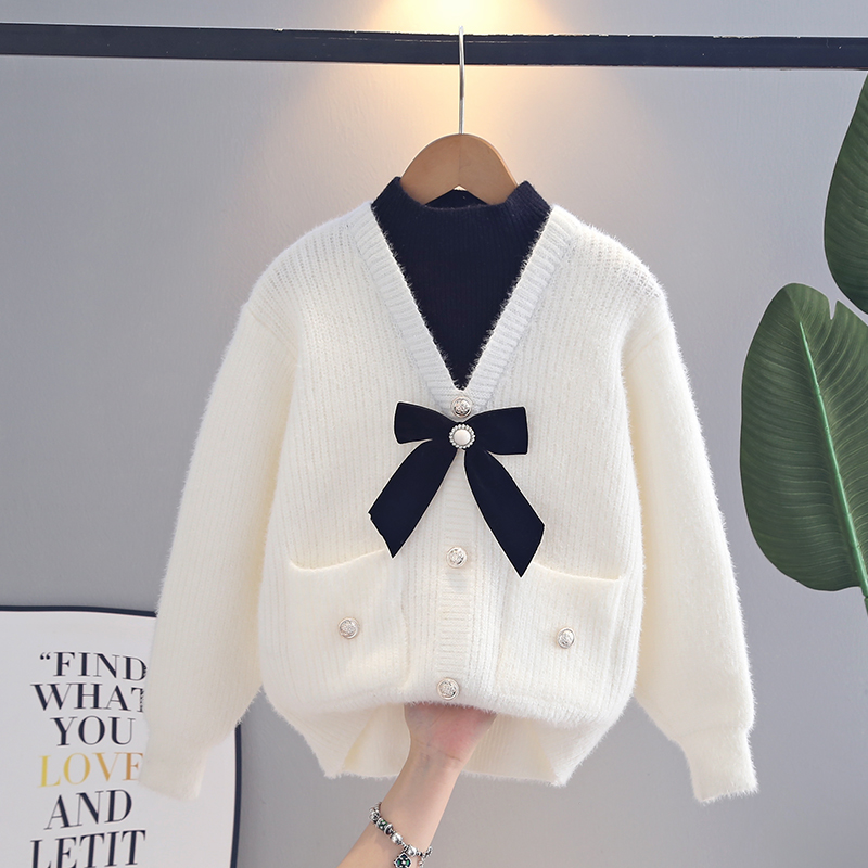 儿童冬季保暖毛衣假二件学生冬装