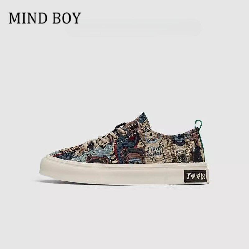 MINDBOY男鞋潮牌小熊图案布鞋