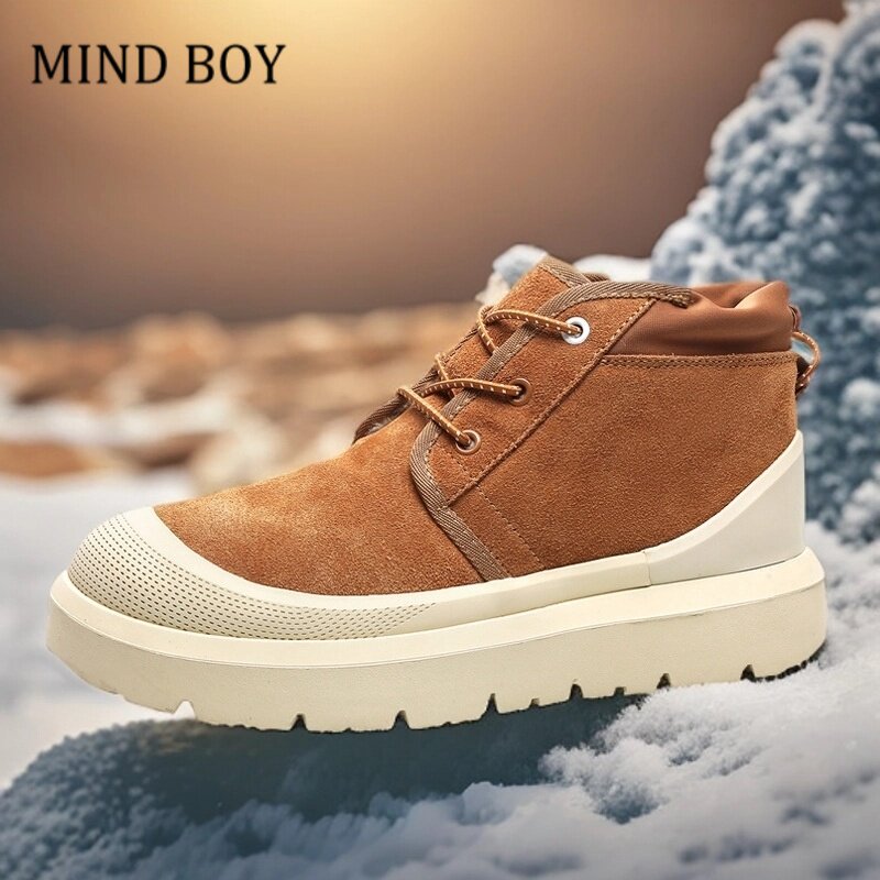 MIND BOY时尚雪地靴防滑加绒男鞋个性小众加厚板鞋厚底青年潮流鞋