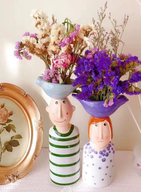 北欧陶瓷插花瓶干花客厅花器ins摆件装饰创意可爱个性家居装饰品