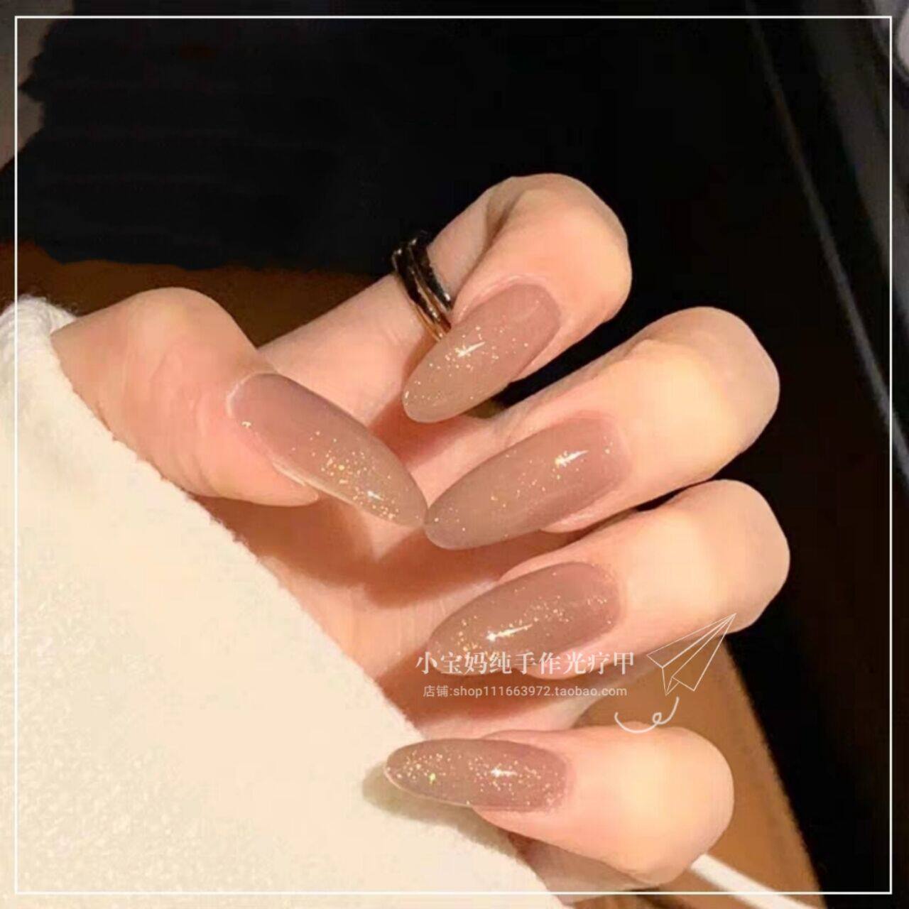 独家卡戴珊裸色!小宝妈光疗美甲成品指甲贴片 可拆卸穿戴新娘甲