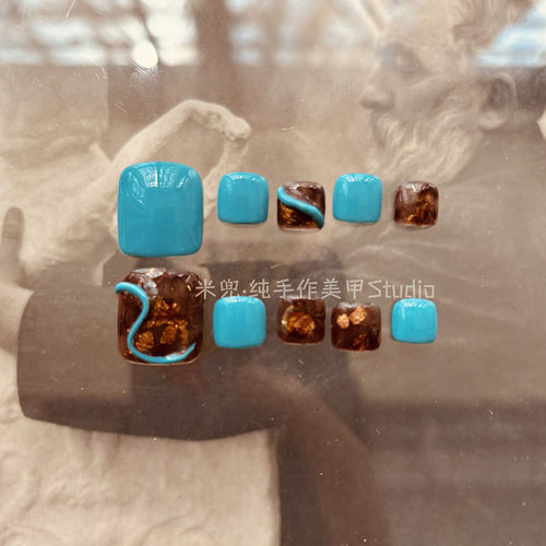 贴上去度假！纯手工制作琥珀脚甲