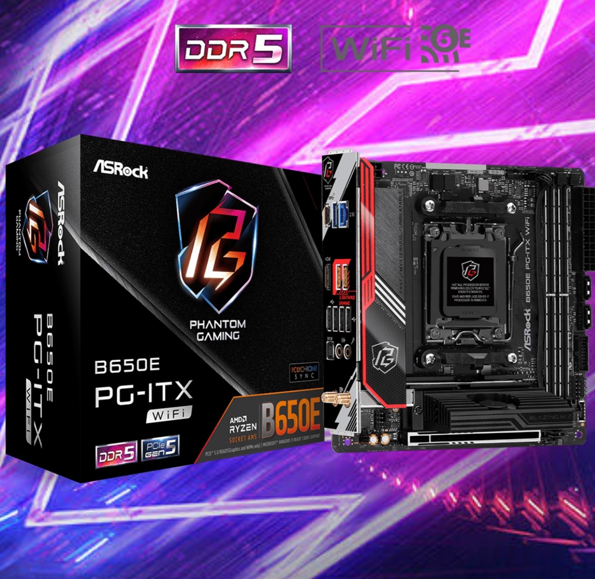 华擎B650E PG-ITX WiFi台式机主板AM5支持7800x3d 9700x 9950xcpu