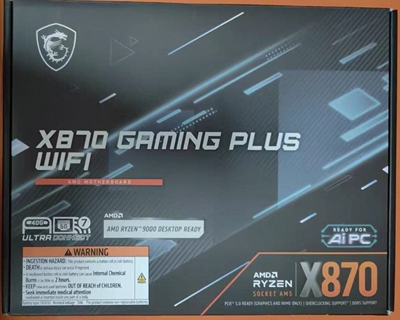 微星x870 gaming plus wifi主板am5支持7800x3d 9950xcpu处理器