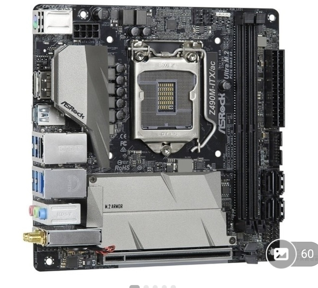 华擎Z490M-ITX/ax台式机电脑主板1200针支持10700 11900kfcpu - 实物图
