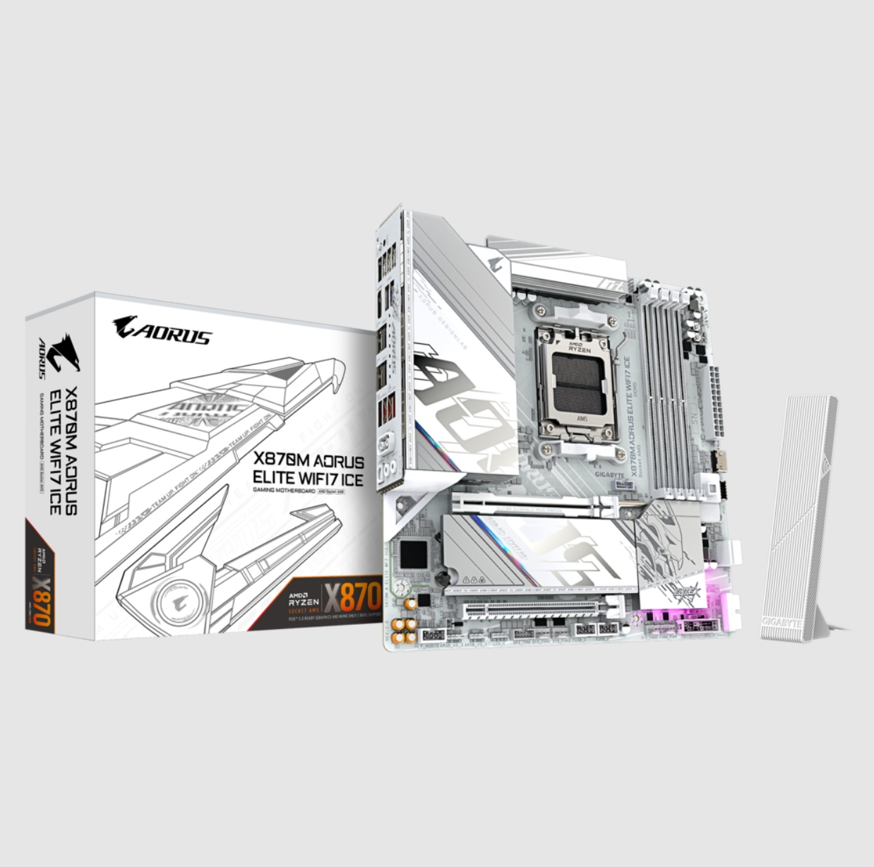 技嘉X870M AORUS ELITE WIFI17 ICE主板am5支持7800x3d 9950xcpu