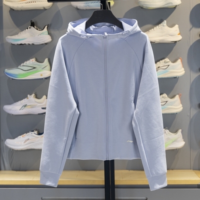 李宁女子连帽宽松开衫卫衣