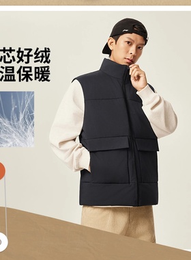 李宁羽绒马甲男子2025冬季新款防泼水保暖立领鸭绒运动服AMRV047