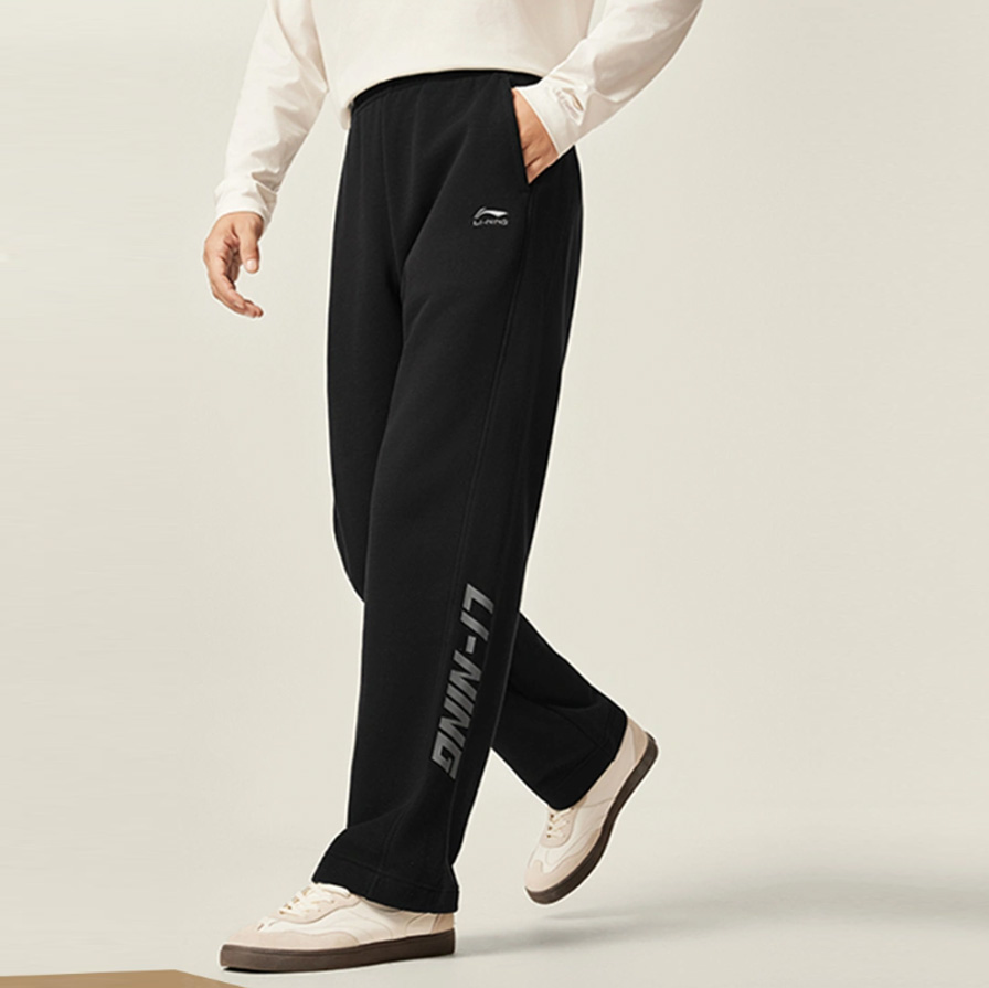 李宁2025冬季新款宽松直筒运动裤