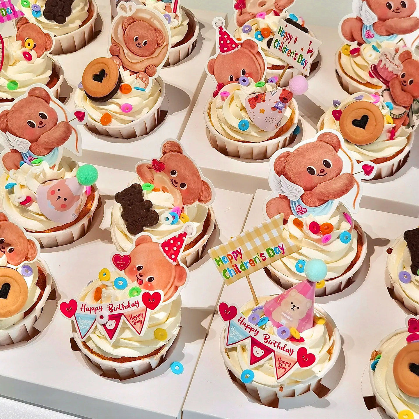 六一儿童节黄油小熊蛋筒纸杯蛋糕装饰波点丝带61插件甜品打包盒,节庆用品/礼品,蛋糕/烘焙装饰用品,淘宝优惠券,粉丝福利购,淘宝优惠卷