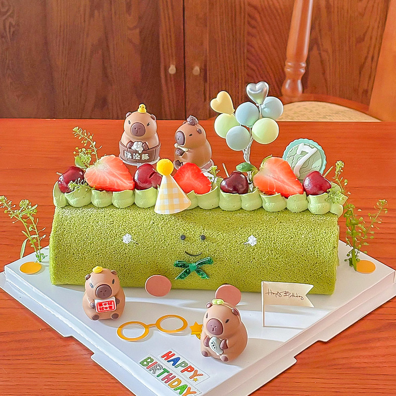 瑞士面包卷甜品蛋糕装饰摆件插件可爱水豚鼠卡皮巴拉摸鱼洗澡豚,节庆用品/礼品,蛋糕/烘焙装饰用品,淘宝优惠券,粉丝福利购,淘宝优惠卷