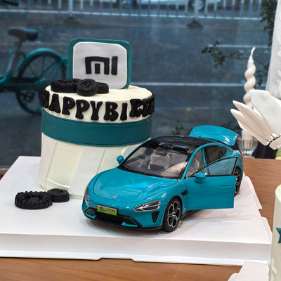 小米su7生日蛋糕装饰汽车摆件