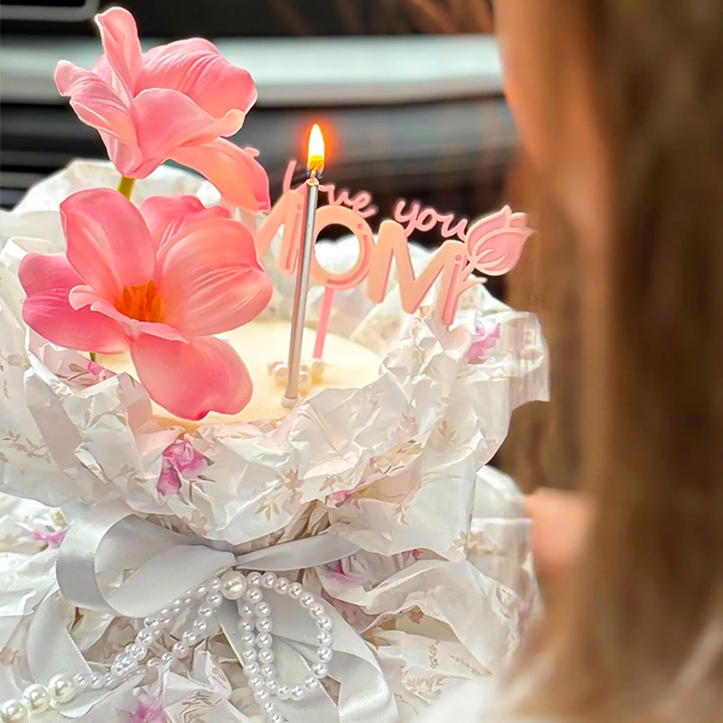 网红母亲节仿真花束蛋糕装饰小紫花雪莉纸包装粉白MOM亚克力插件,节庆用品/礼品,蛋糕/烘焙装饰用品,淘宝优惠券,粉丝福利购,淘宝优惠卷