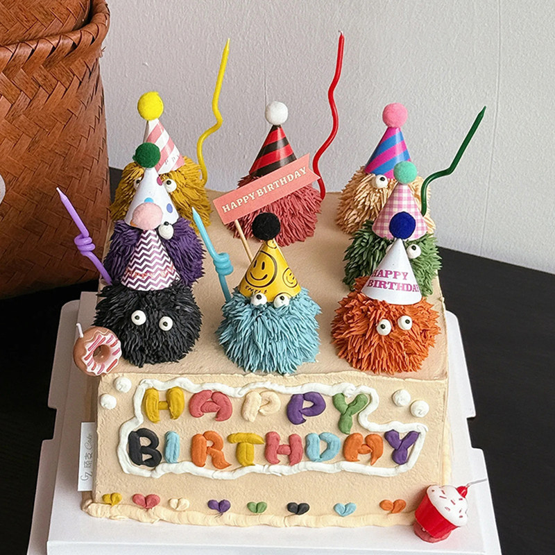 网红搞怪可爱手绘毛球蛋糕装饰儿童生日毛毛怪迷你帽点赞蜡烛插件,节庆用品/礼品,蛋糕/烘焙装饰用品,淘宝优惠券,粉丝福利购,淘宝优惠卷