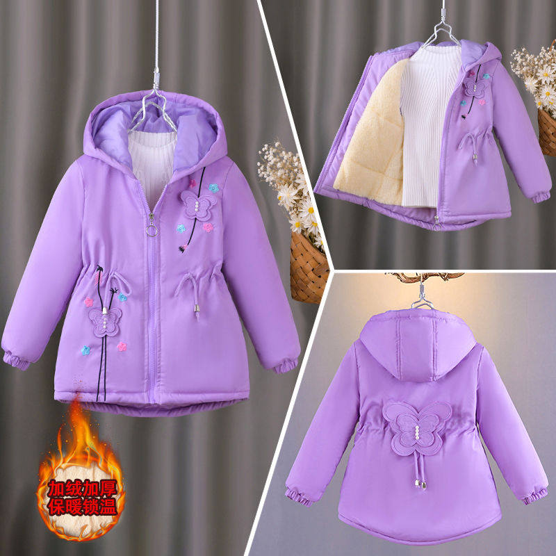 女童冬款加厚棉衣外套2025新款女孩时尚保暖加绒棉服女宝冬天棉袄