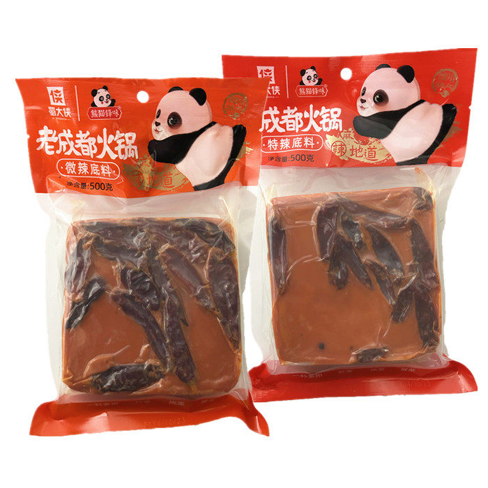 蜀大侠熊猫锋味老成都火锅底料500g四川特产麻辣火锅冒菜烧菜调料