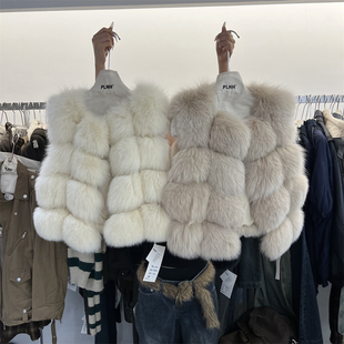 PLNH2025冬季新款韩版时尚设计感轻奢简约甜美狐狸毛皮草马甲女
