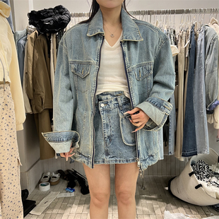 PLNH2025秋季新款韩版时尚设计感宽松显瘦廓形百搭气质牛仔外套