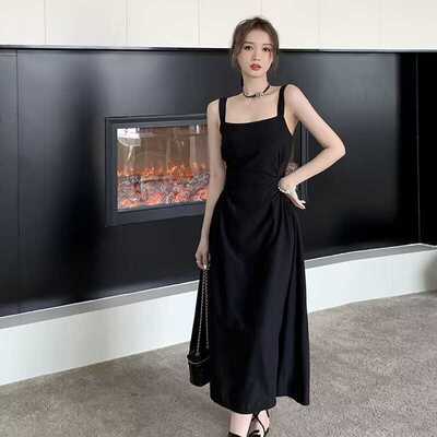 白色长裙收腰辣妹吊带性感法式