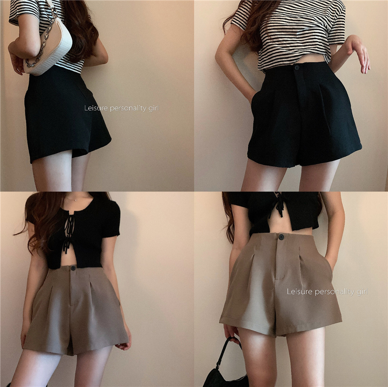 A-line wide leg shorts with high waist and thin appearance