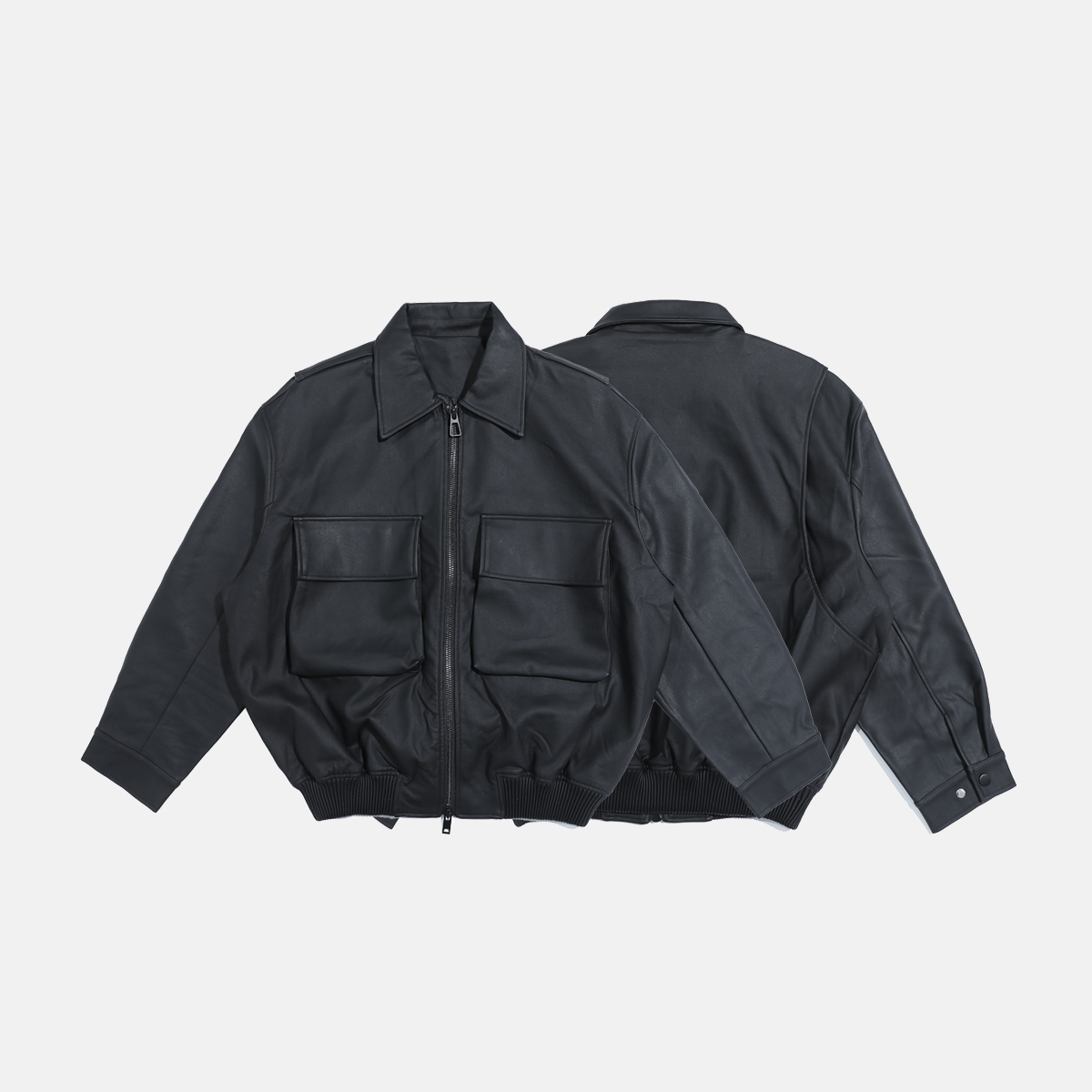 Unblank 25新秋季美式复古Pu皮夹克短款男士机车外套黑武士骑行服