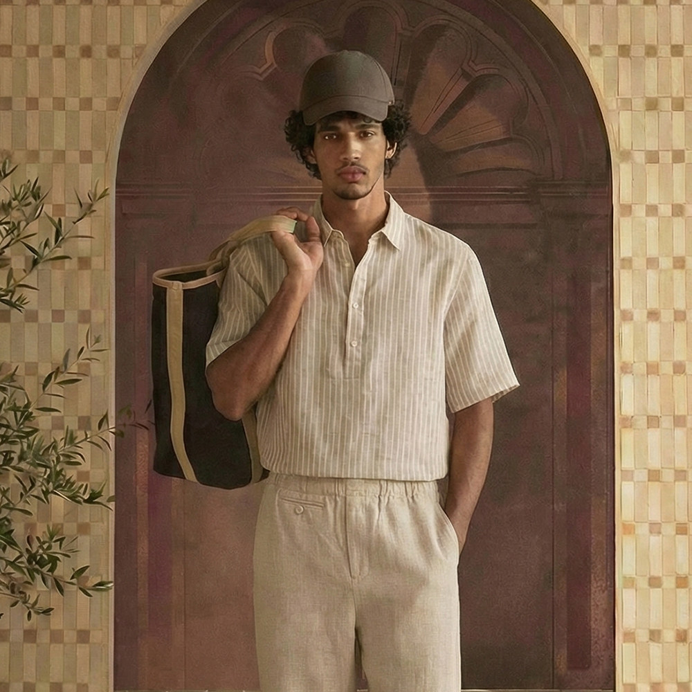 Unblank 100%亚麻夏季凉感透气老钱条纹短袖衬衫男士半开套头衬衣,男装,衬衫,淘宝优惠券,粉丝福利购,淘宝优惠卷