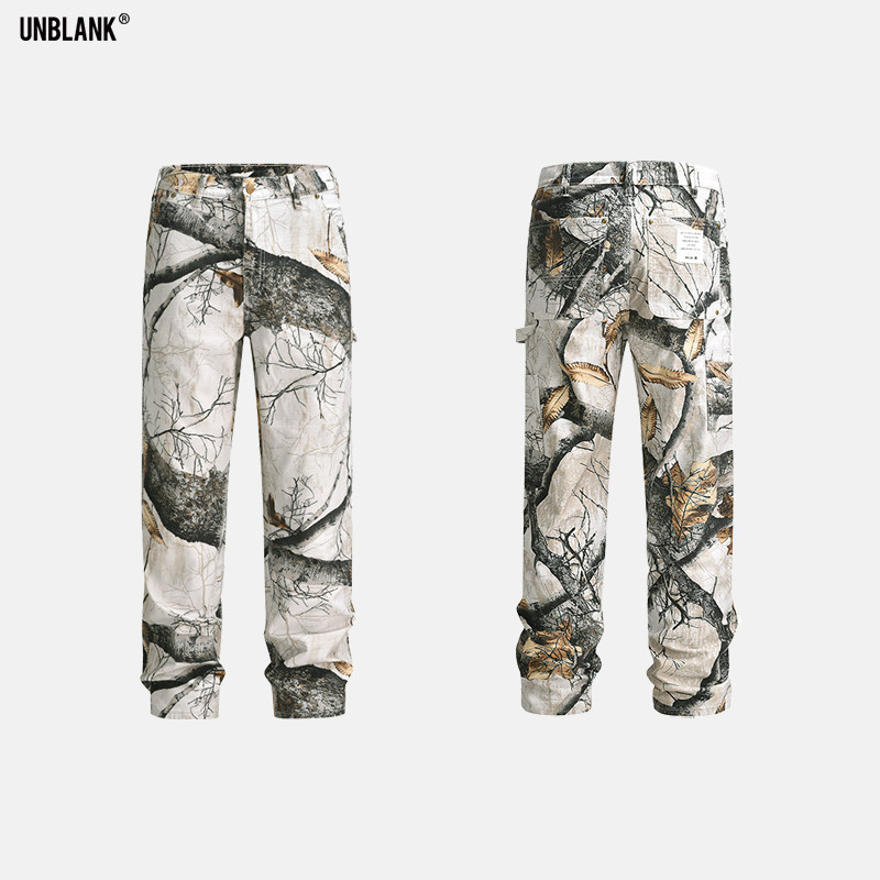 白幅树枝迷彩工装裤男