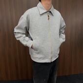 新品 Unblank 2025春季 老钱风翻领夹克重磅太空棉复合卫衣外套男