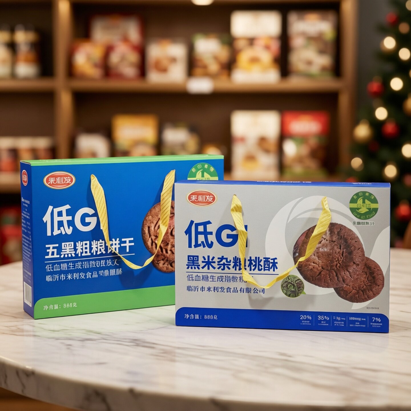 来利发低GI五黑粗粮饼干酥性饼干888g礼盒装黑米杂粮桃酥伴手礼