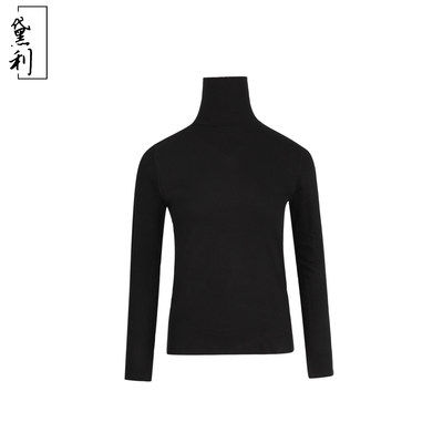 黑色高领长袖针织打底衫女修身羊毛衫极简风上衣DLDR2088