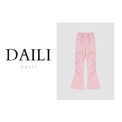 黛利新款时尚设计感工装裤百搭显瘦微喇裤女DL2603004