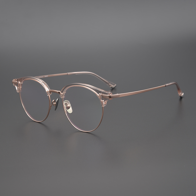 日单设计师款 纯手工圆框眼镜框 复古纯钛文艺近视眼镜架男女款式
