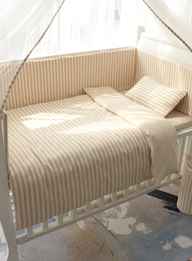 婴儿床上用品夏季纯棉彩棉新生儿有机棉宝宝床围蚊帐四季套件定做