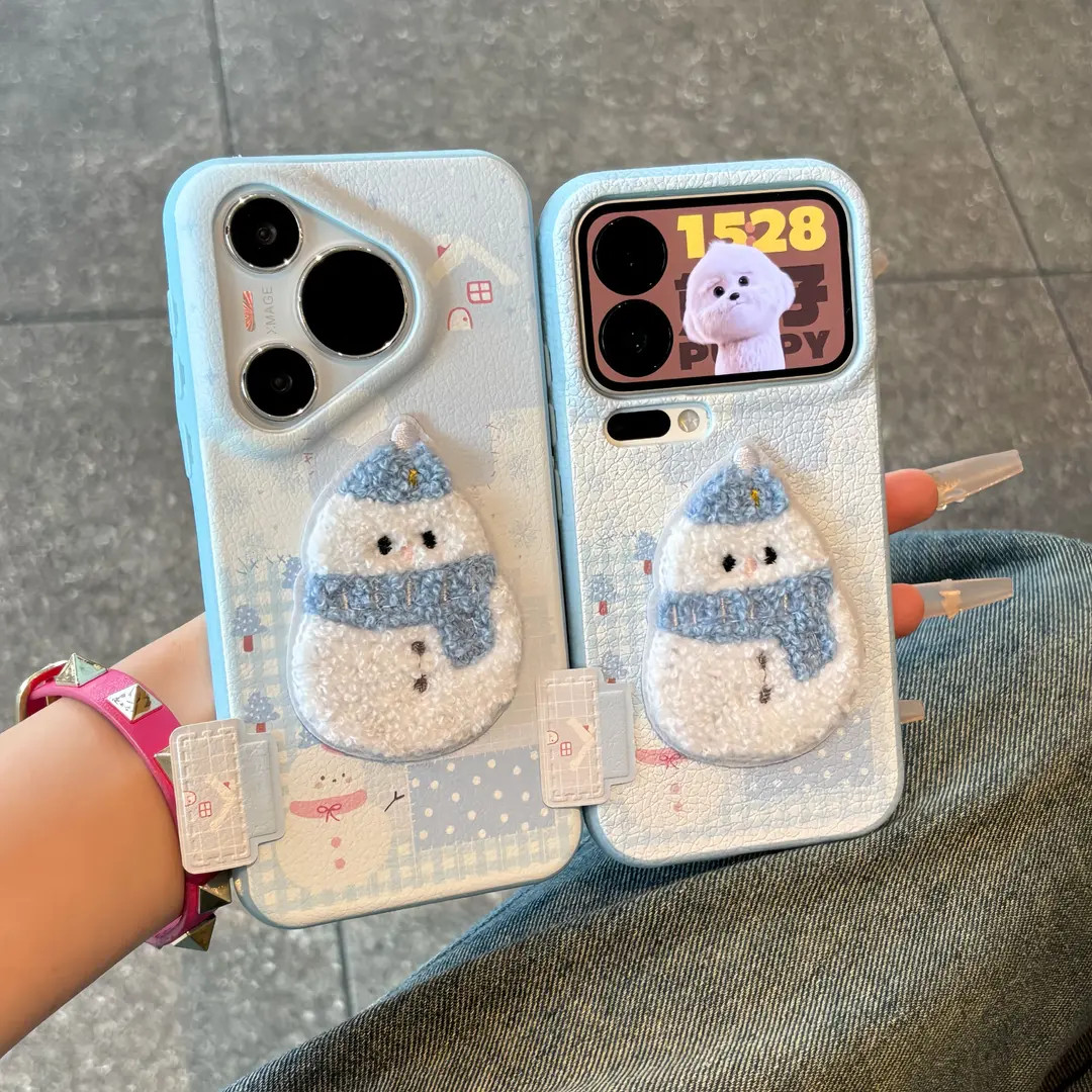 冬日刺绣围脖小雪人标签适