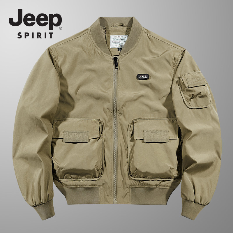 JEEP SPIRIT吉普男装飞行员夹克男秋季薄款外套秋冬保暖工装棉服