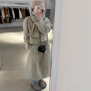 韩版韩国小众陪围巾设计短款外套棉衣半身裙套装两件套高级感ego