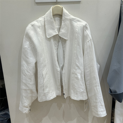 欧货2026春装新休闲风麻料翻领小个子短外套女百搭显瘦夹克高级感