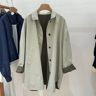 风衣女中长款 长袖 宽松百搭休闲两面穿外套 新款 欧洲站欧货2026春季