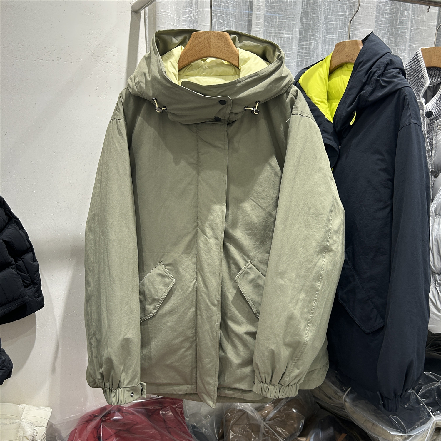 欧洲站欧货2025冬季新款派克风连帽中长款白鹅绒羽绒服女保暖外套