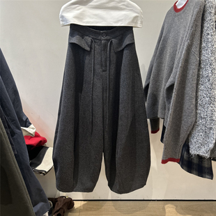 高腰显瘦羊毛气球裤 meet 抽绳松紧腰阔腿休闲裤 韩国货2025新款