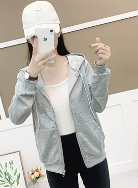 新款春装学生休闲拉链薄款慵懒风卫衣外套女运动百搭开衫棒球服秋