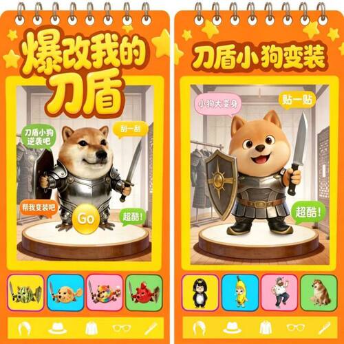 爆改我的刀盾刮刮画贴纸书儿童益