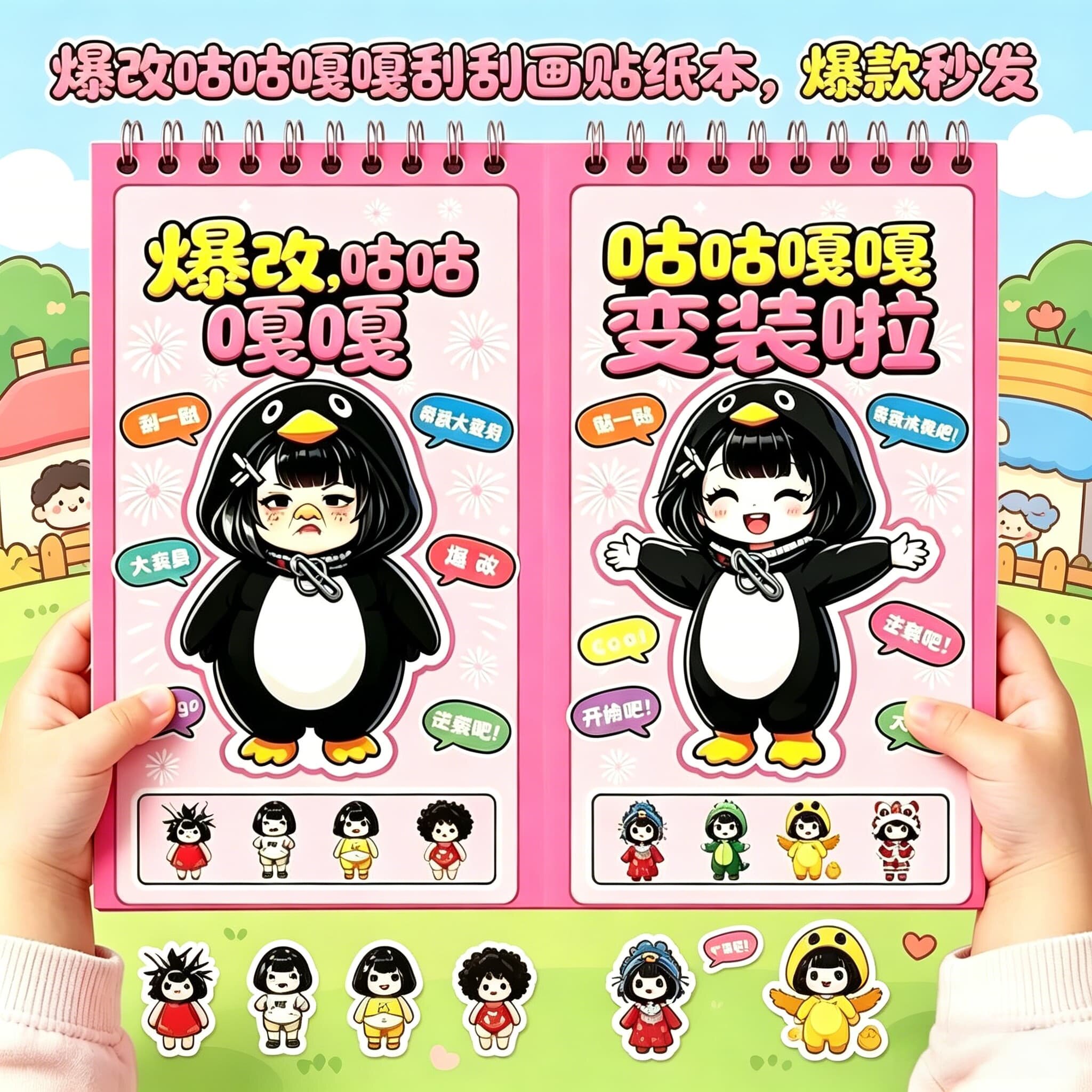 爆改咕咕嘎嘎安静书贴纸书安静书儿童手工创意粘咕咕嘎嘎刮刮画